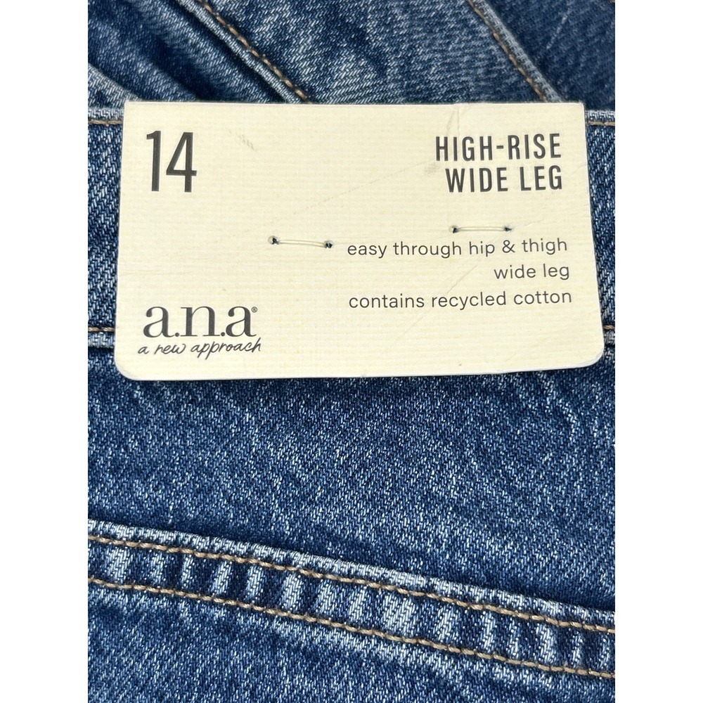 ana Jeans 14 Blue Denim Medium Wash High Rise Wide Leg NWT - Picture 5 of 9